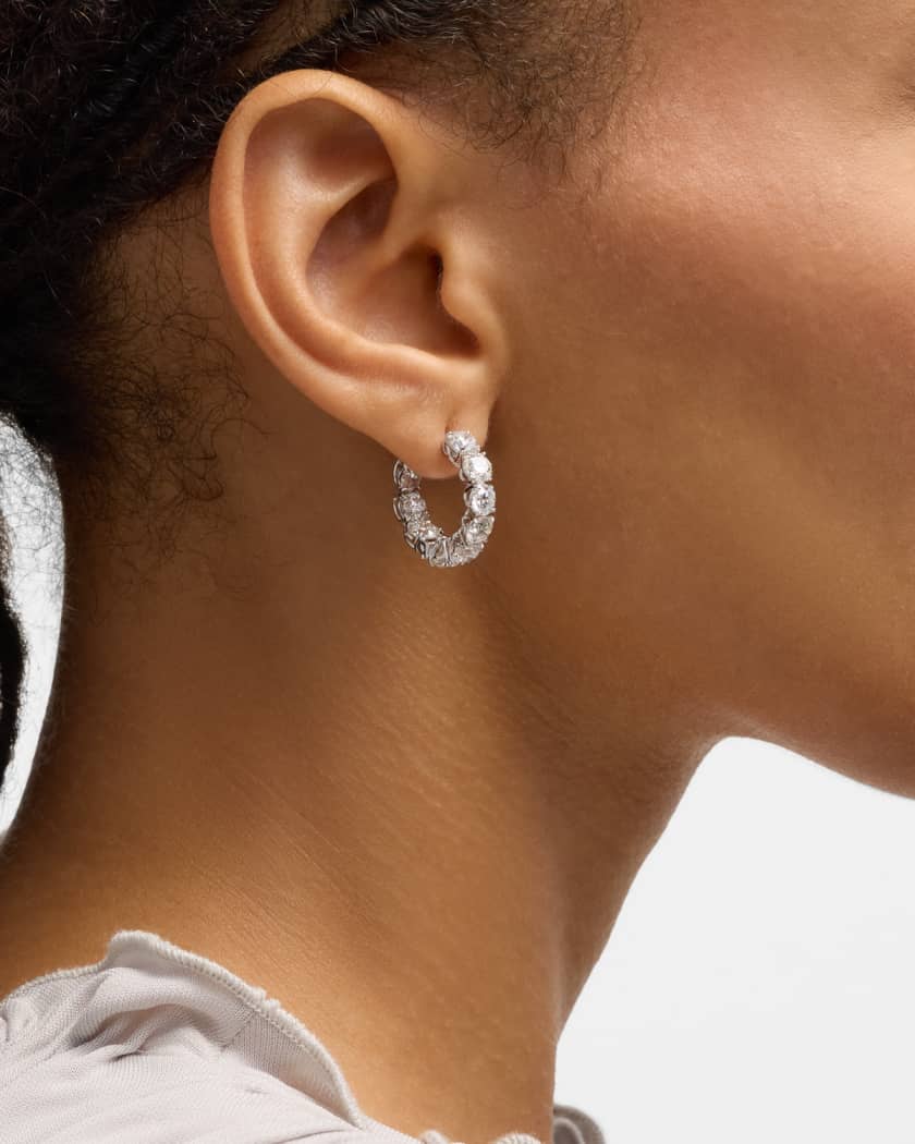 Roberto Coin 18K White Gold Diamond Hoop Earrings 22mm Neiman