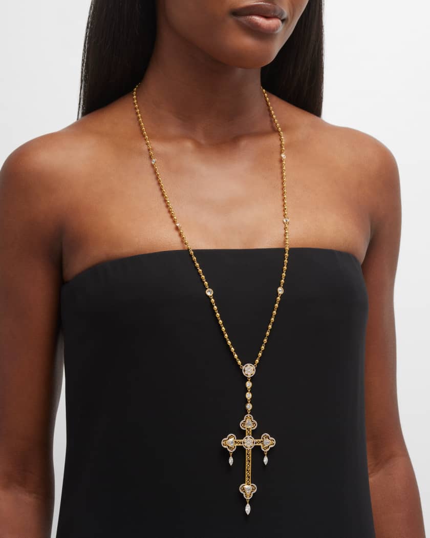 Gold rosary best sale cross necklace