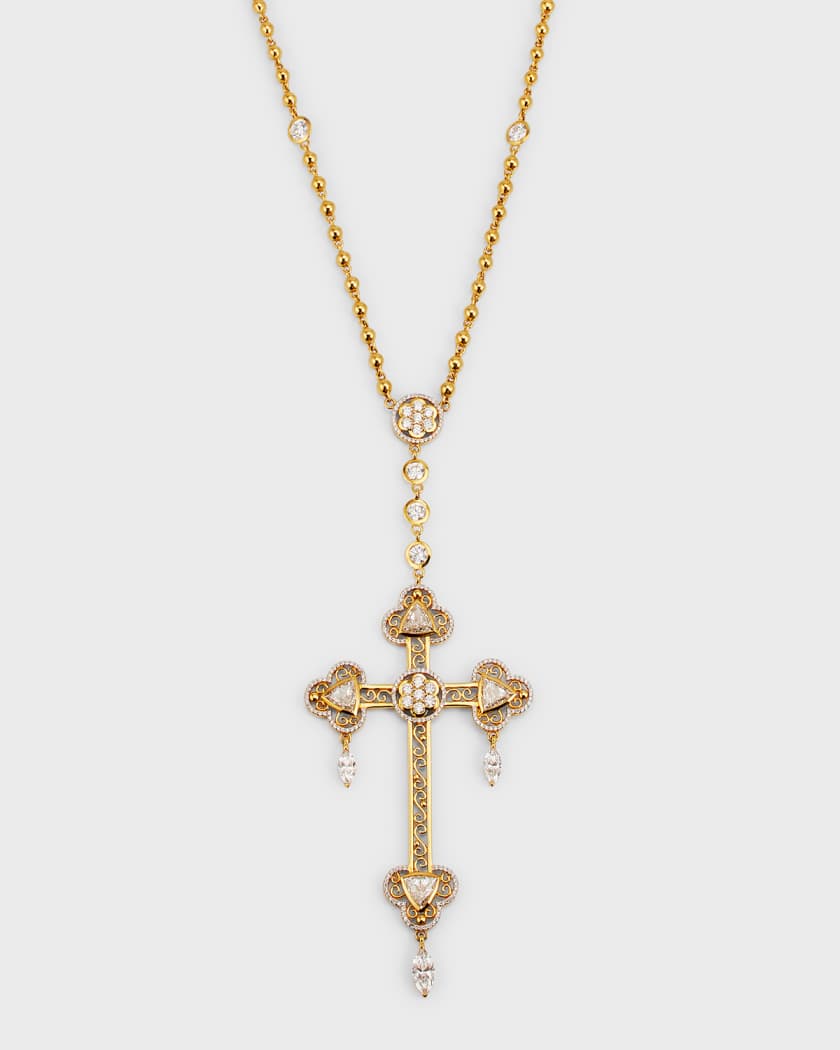 Gold rosary best sale cross necklace