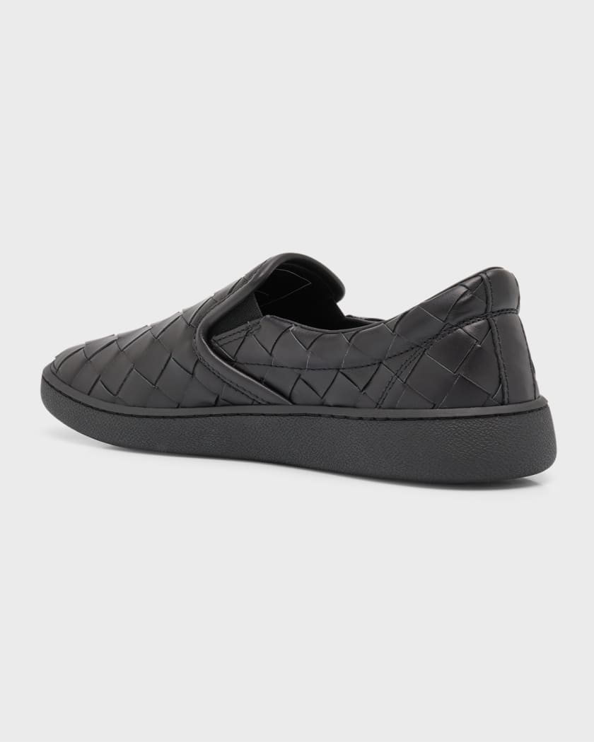 Woven leather slip on sneakers shop