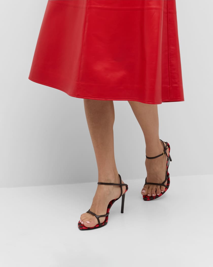 Leather Bicolor Ankle-Strap Sandals