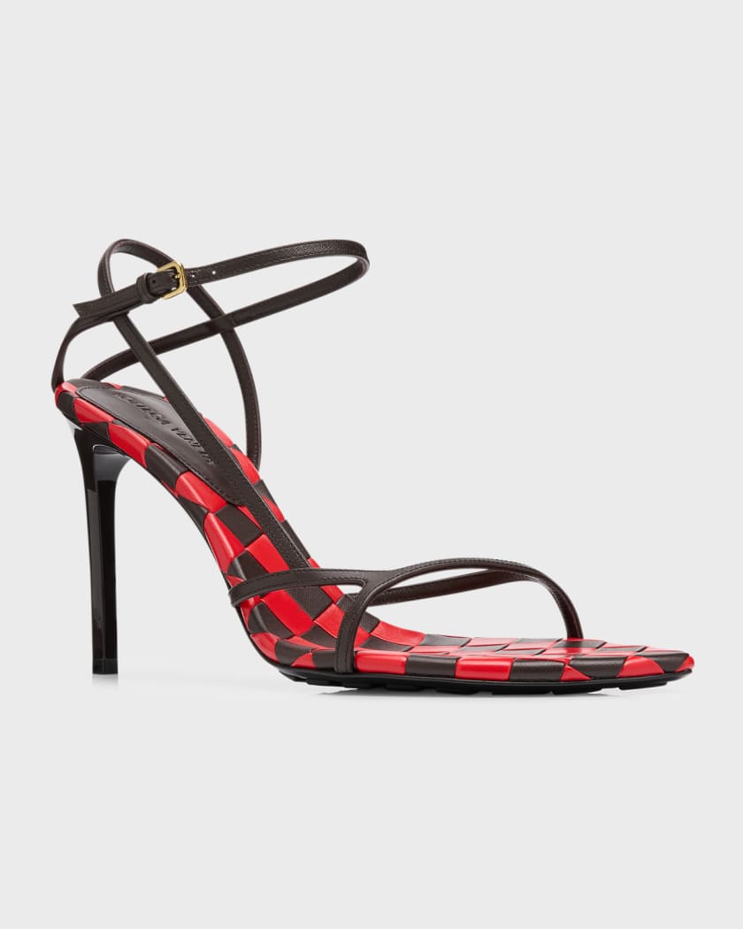 Leather Bicolor Ankle-Strap Sandals