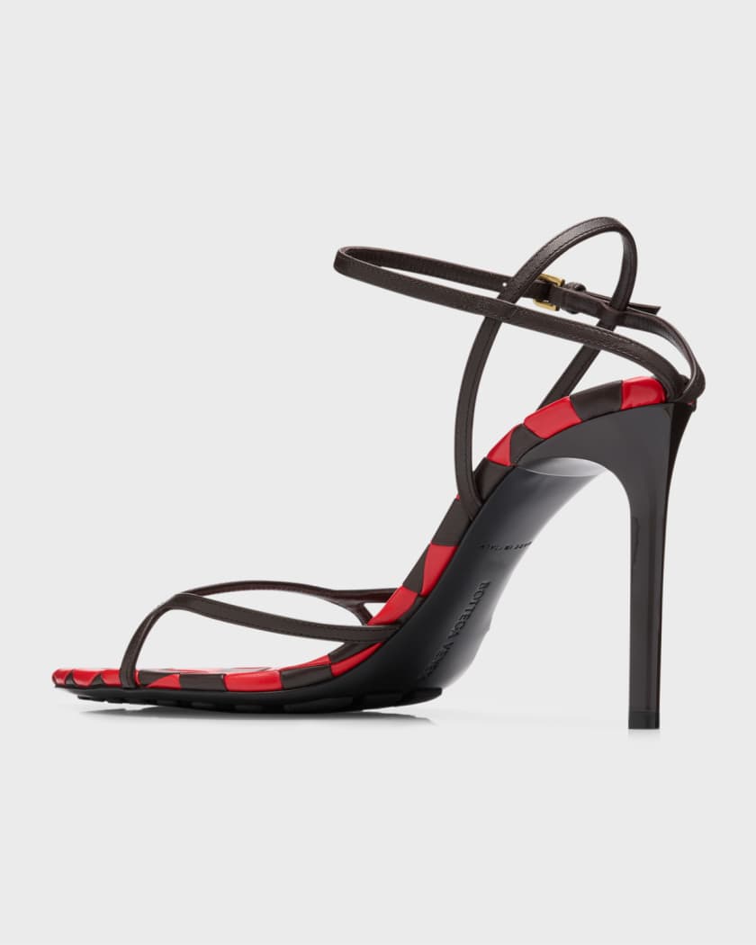 Strappy Leather Bicolor Ankle Strap Sandals