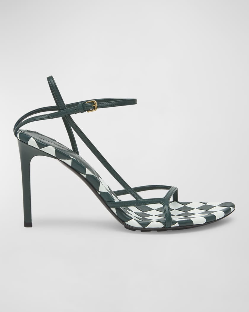 Leather Bicolor Ankle Strap Sandals