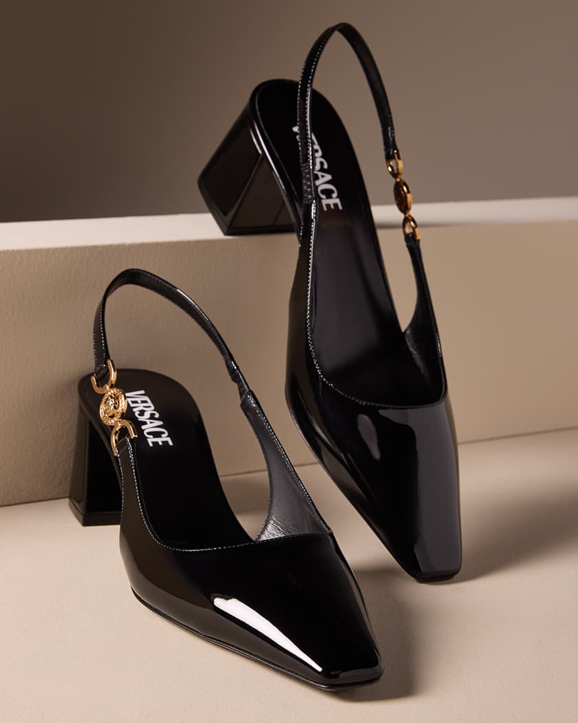 Versace La Medusa Patent Leather Pumps in Black