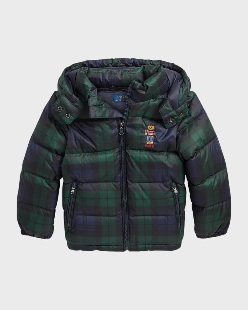 Ralph Lauren Childrenswear Boy's Plaid-Print Embroidered Polo Bear
