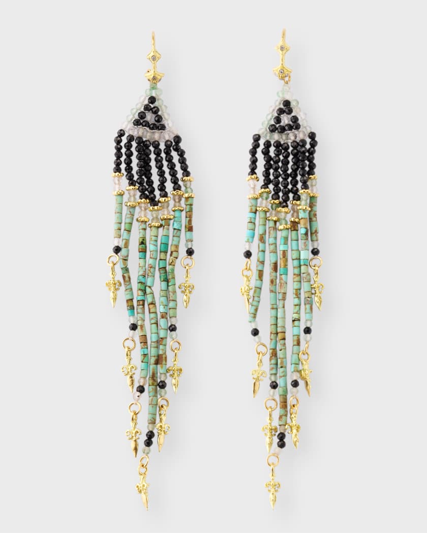 Yellow 18K Gold Feather Dangle Earrings | Dangly Gold Earrings | Cadar