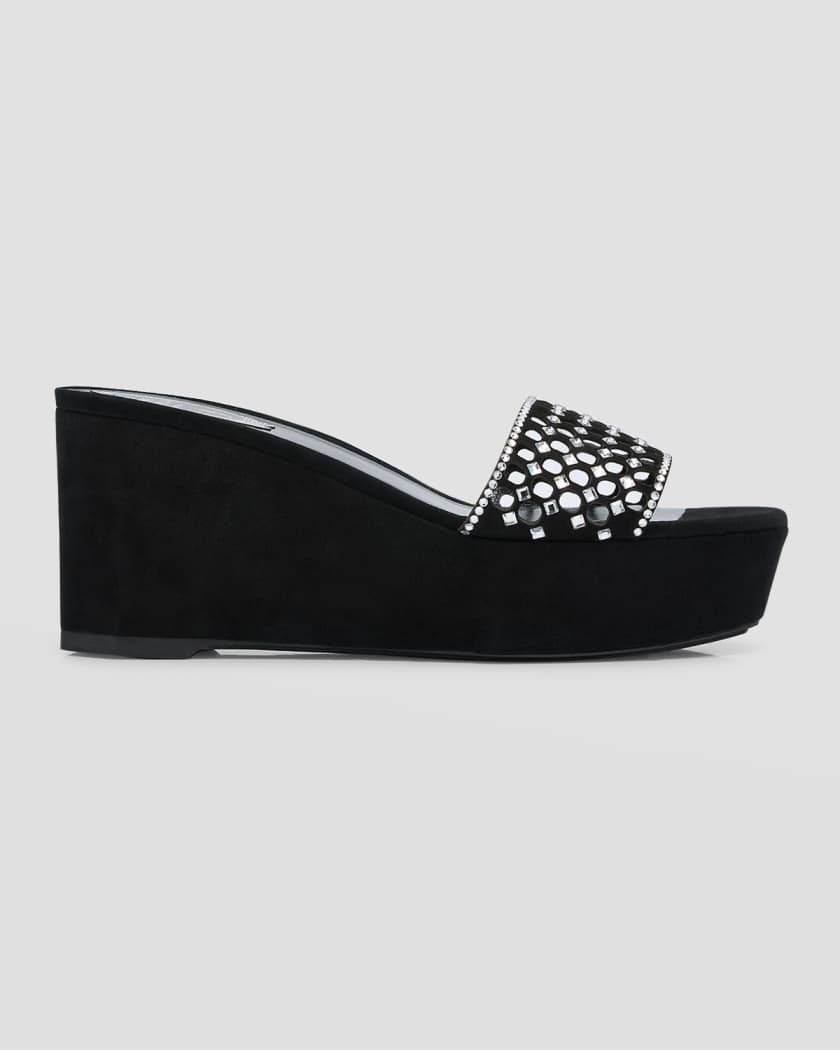 Rene Caovilla Crystal Net Wedge Platform Sandals Neiman Marcus