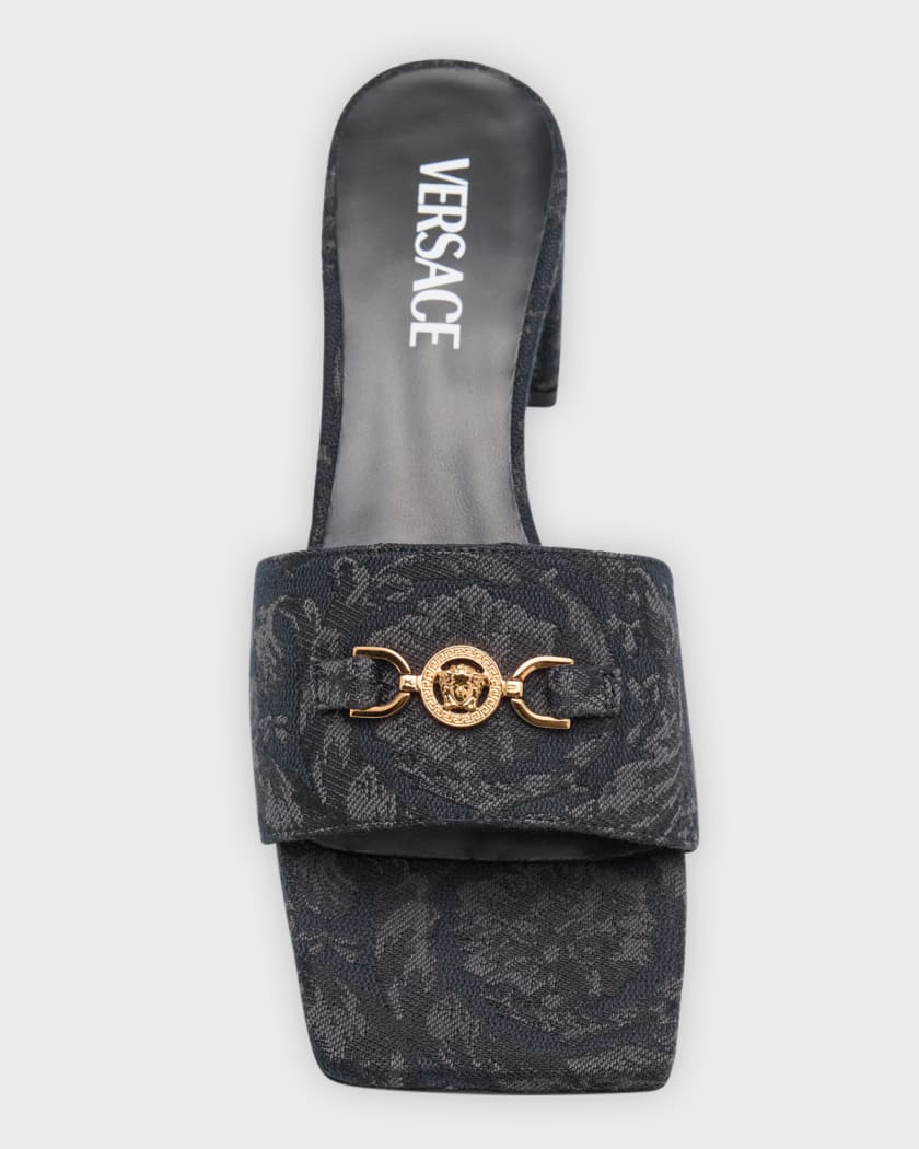 Medusa leather thong sandals in black - Versace