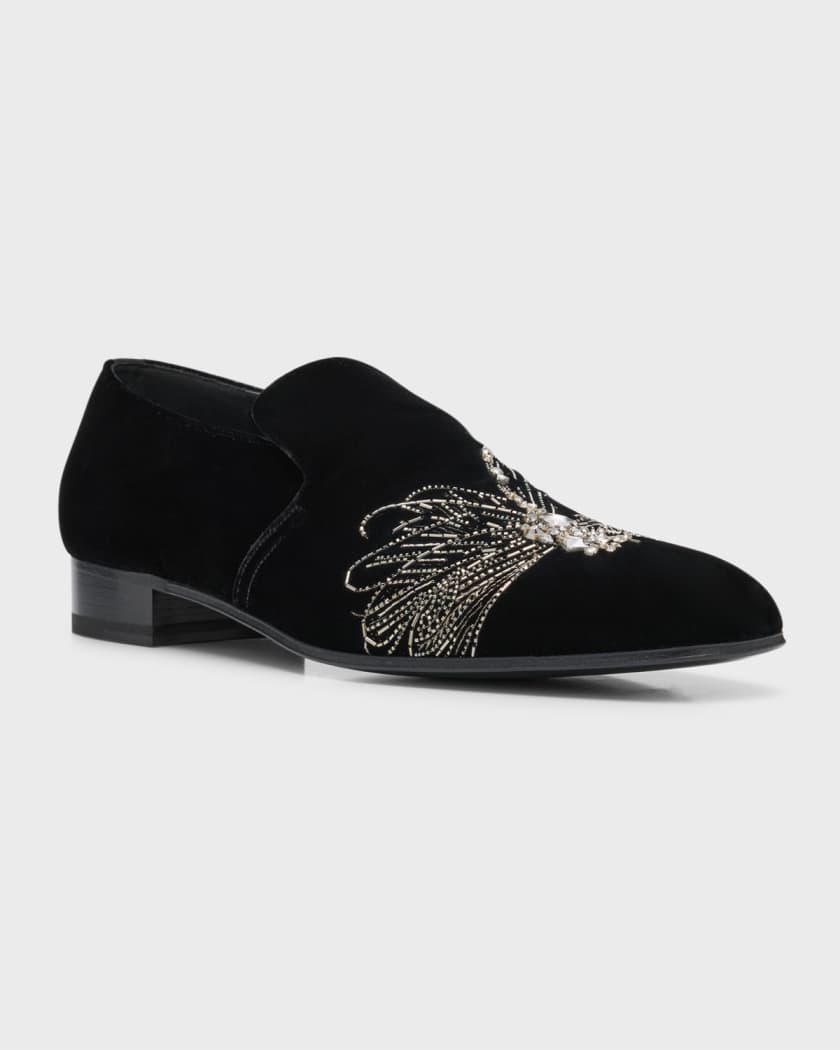 Embroidered 2025 velvet loafers