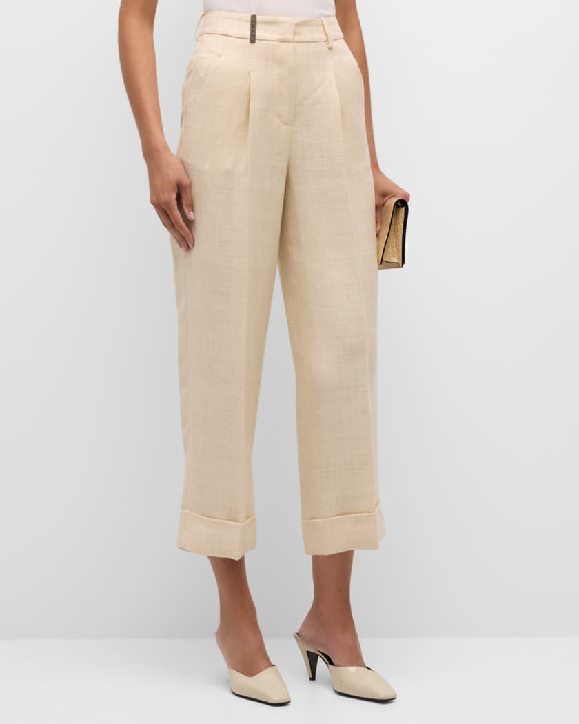 Peserico frayed-brim cropped trousers - 743 YELLOW