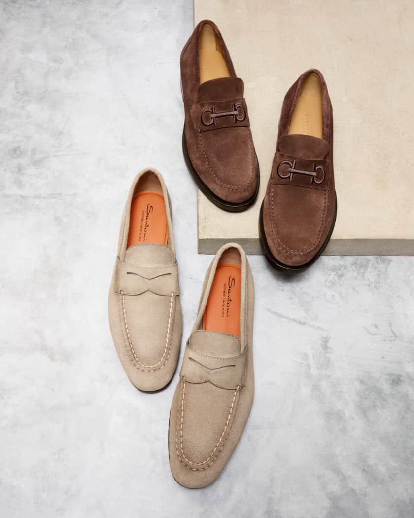 Santoni round-toe suede loafers - Brown