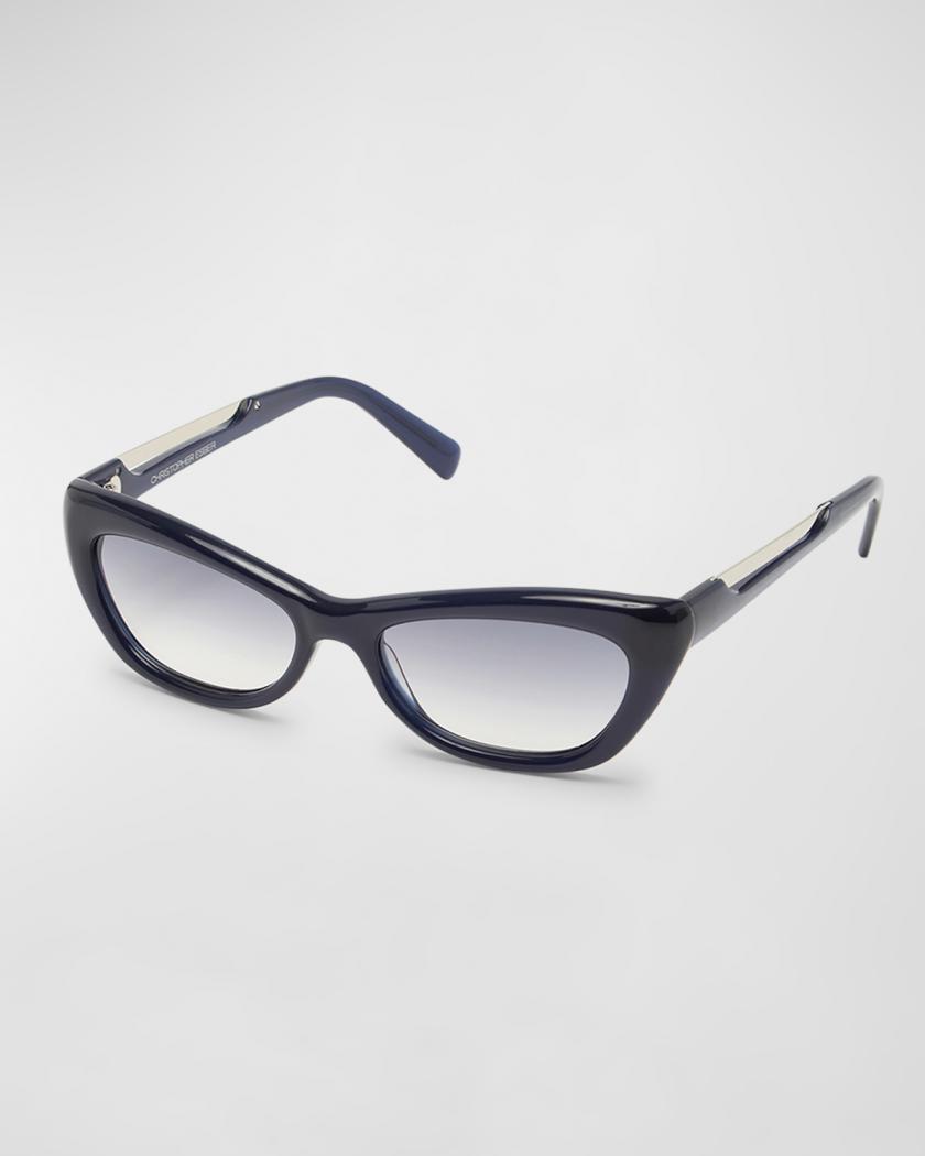 Christopher Esber Cat Eye Sunglasses in Silver Frame with Black Lenses Christopher Esber Dillion Cateye Sunglasses - Beluga  main image 3