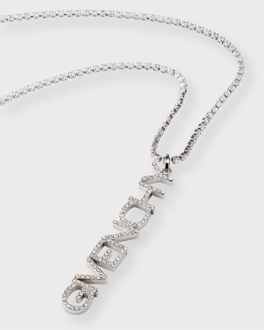Men's Crystal Logo Lettering Pendant Necklace