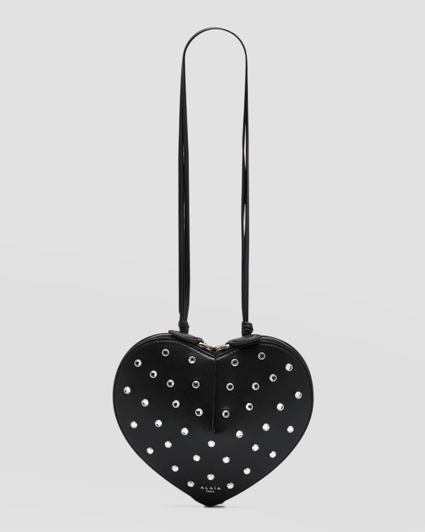 ALAIA Le Coeur Riveted Strass Leather Crossbody Bag