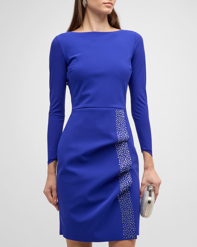 Chiara Boni La Petite Robe Bateau Neck Rhinestone Embellished