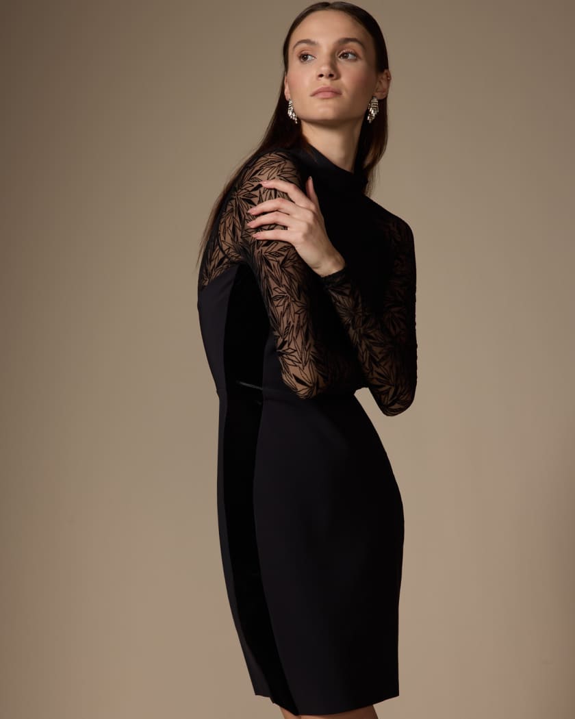 Chiara Boni La Petite Robe Mock Neck Illusion Sleeve Bodycon Mini