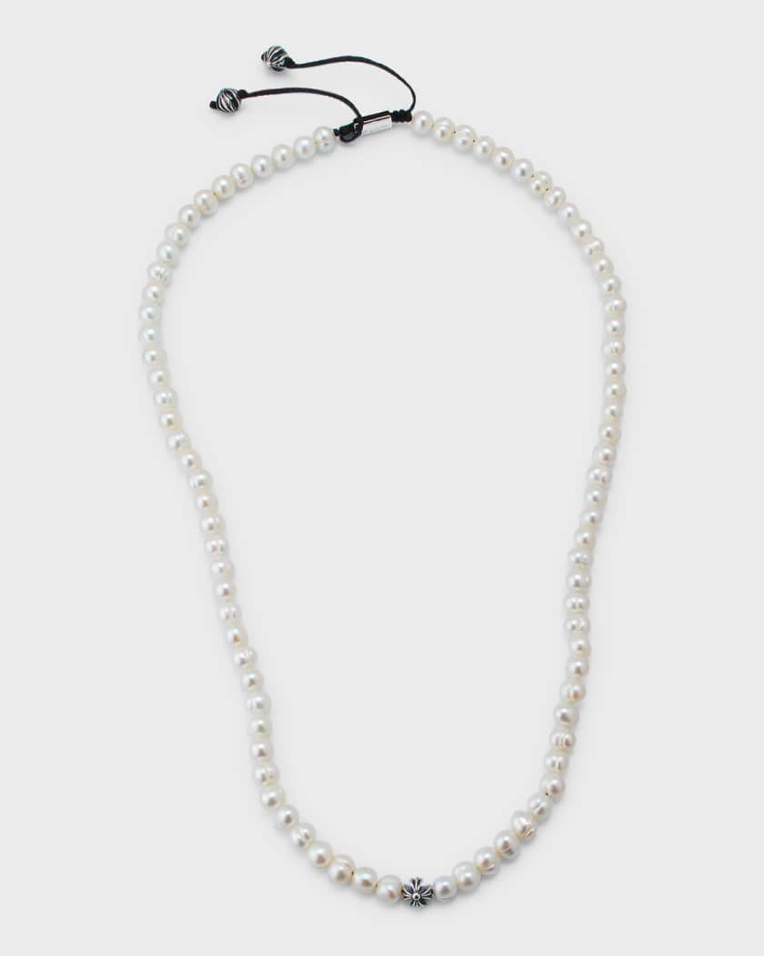 Pearl Necklace with Silver Cross