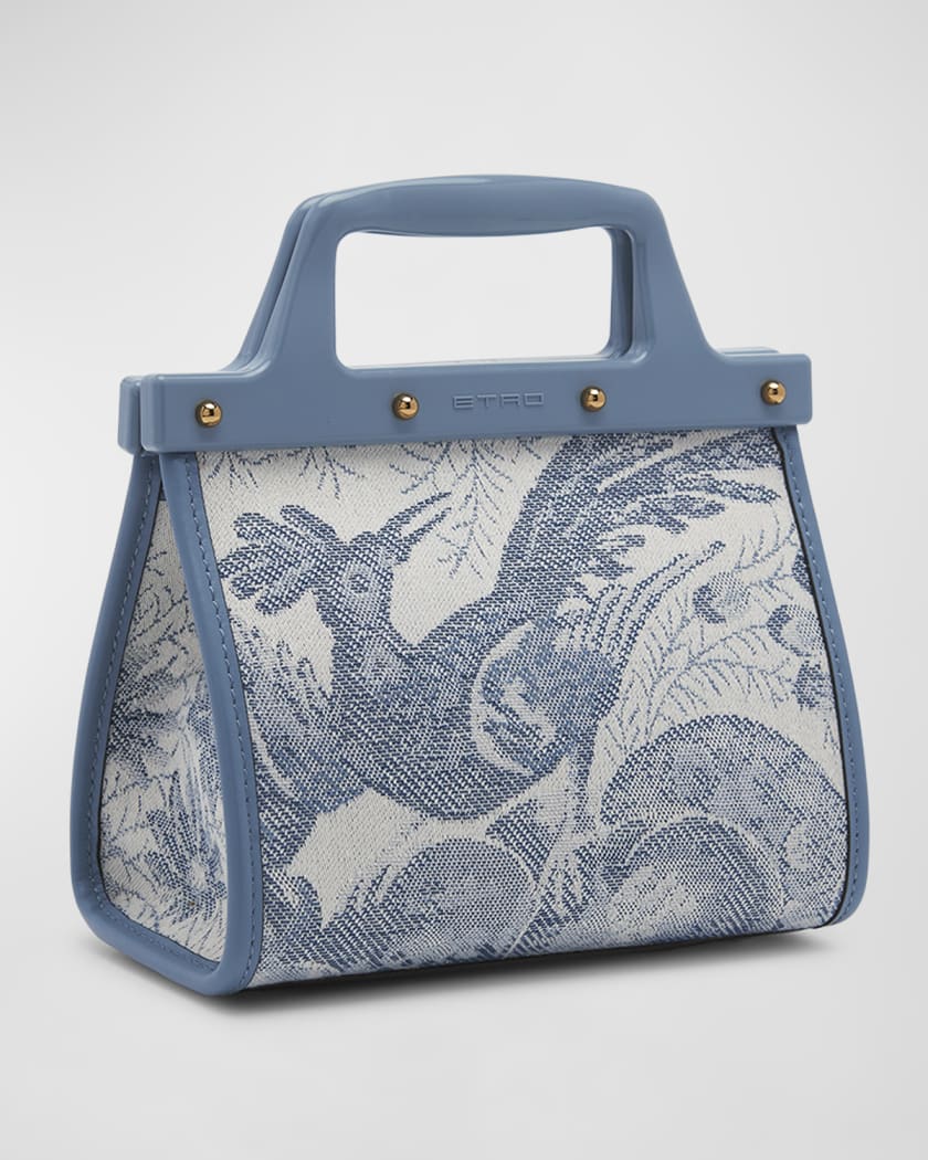 Love Trotter Medium Jacquard Tote Bag in Blue - Etro