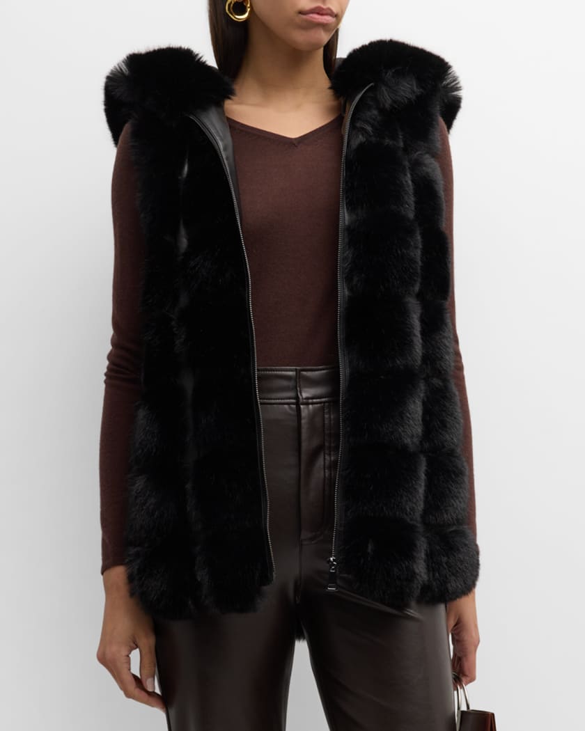 Aubelene Hooded Faux Fur Vest 