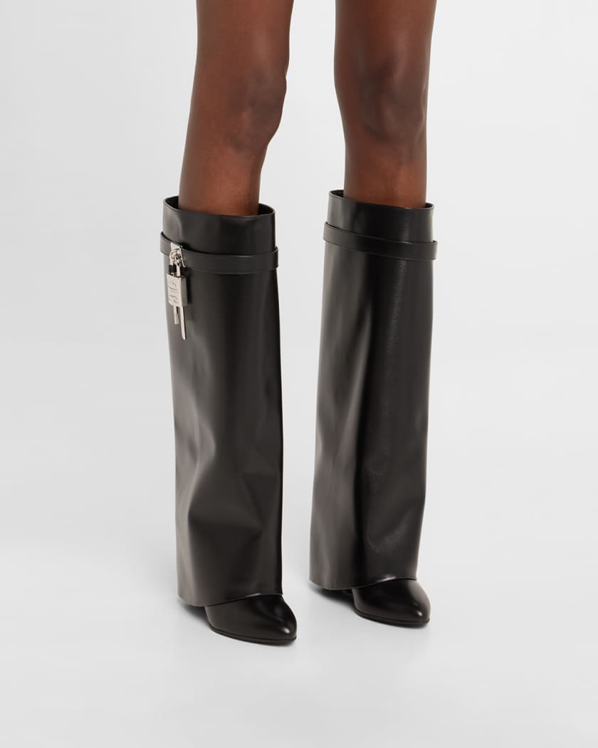 Shark Lock Wide Leather Boots
