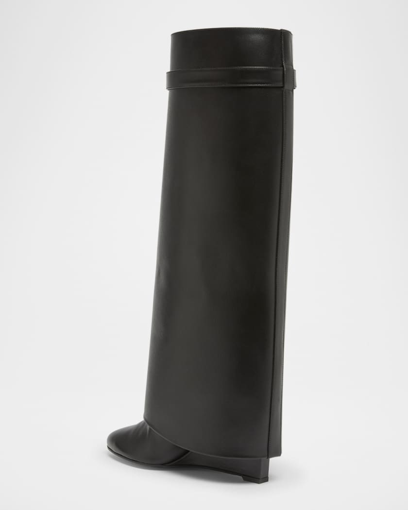Shark Lock Wide Leather Boots