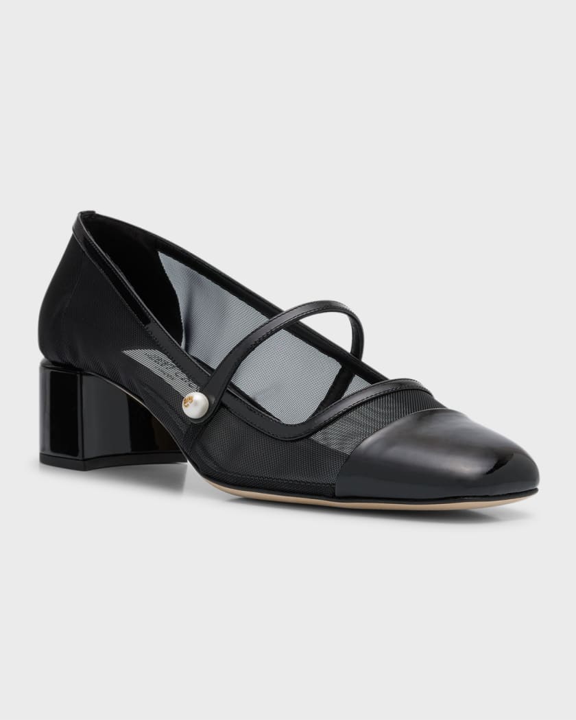 Elisa Mesh Mary Jane Ballerina Pumps