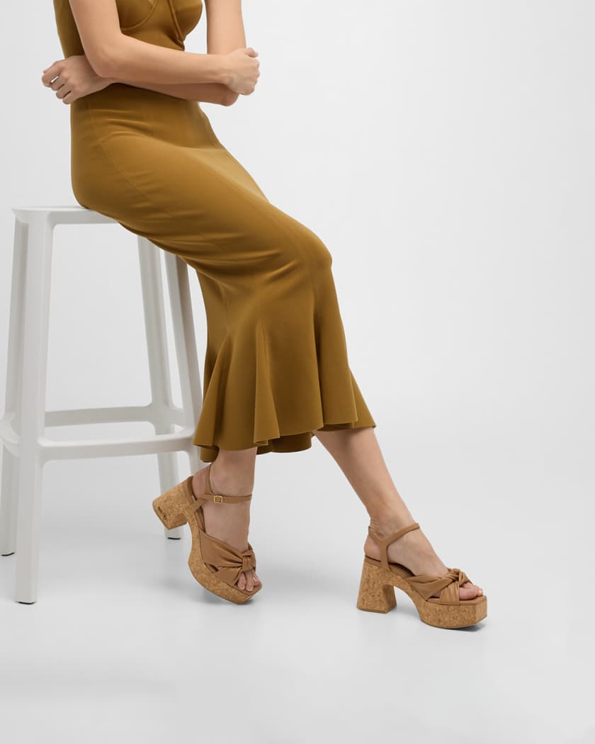 Heloise Leather Ankle-Strap Platform Sandals