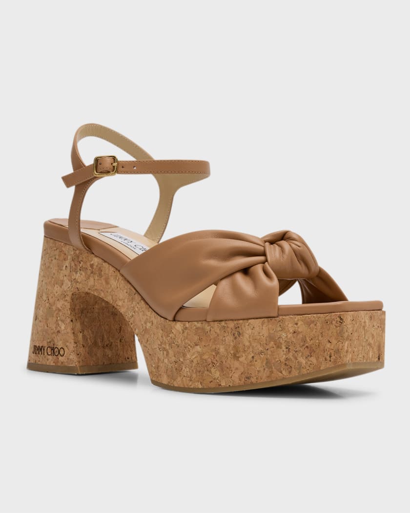 Heloise Leather Ankle-Strap Platform Sandals