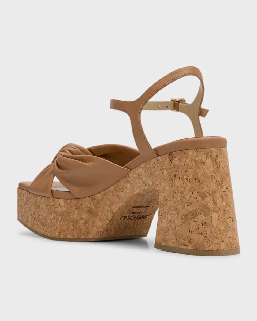 Heloise Leather Ankle-Strap Platform Sandals