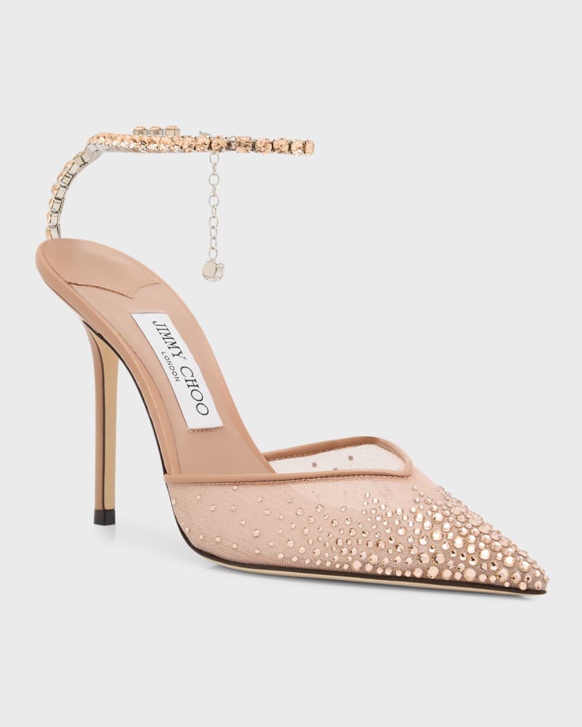 Saeda 85mm crystal-ankle pumps