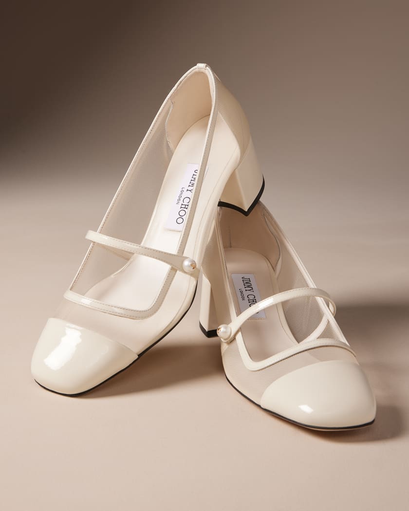 Elisa Mesh Patent Mary Jane Ballerina Flats