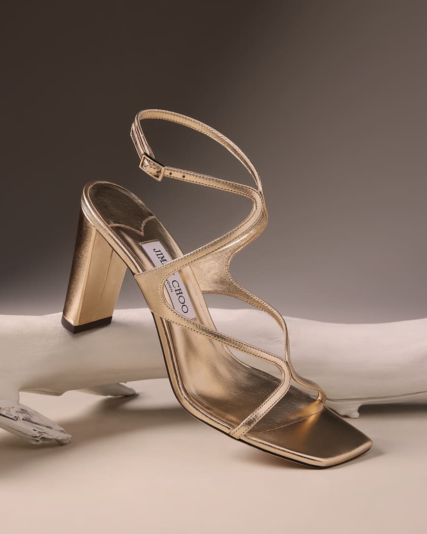Metallic ankle strap sandals hotsell