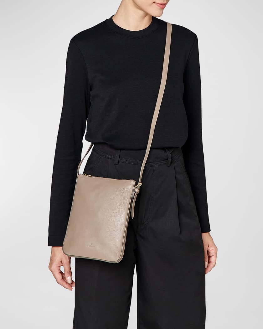 Flat leather crossbody bag sales