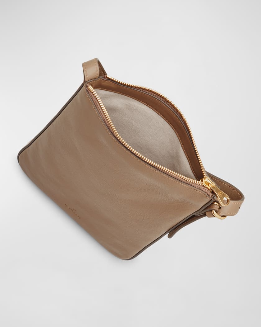 Flat leather crossbody bag best sale