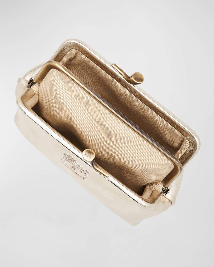 Women's coin purse in metallic leather color metallic silver – Il