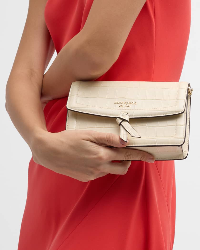Croc embossed flap crossbody bag top