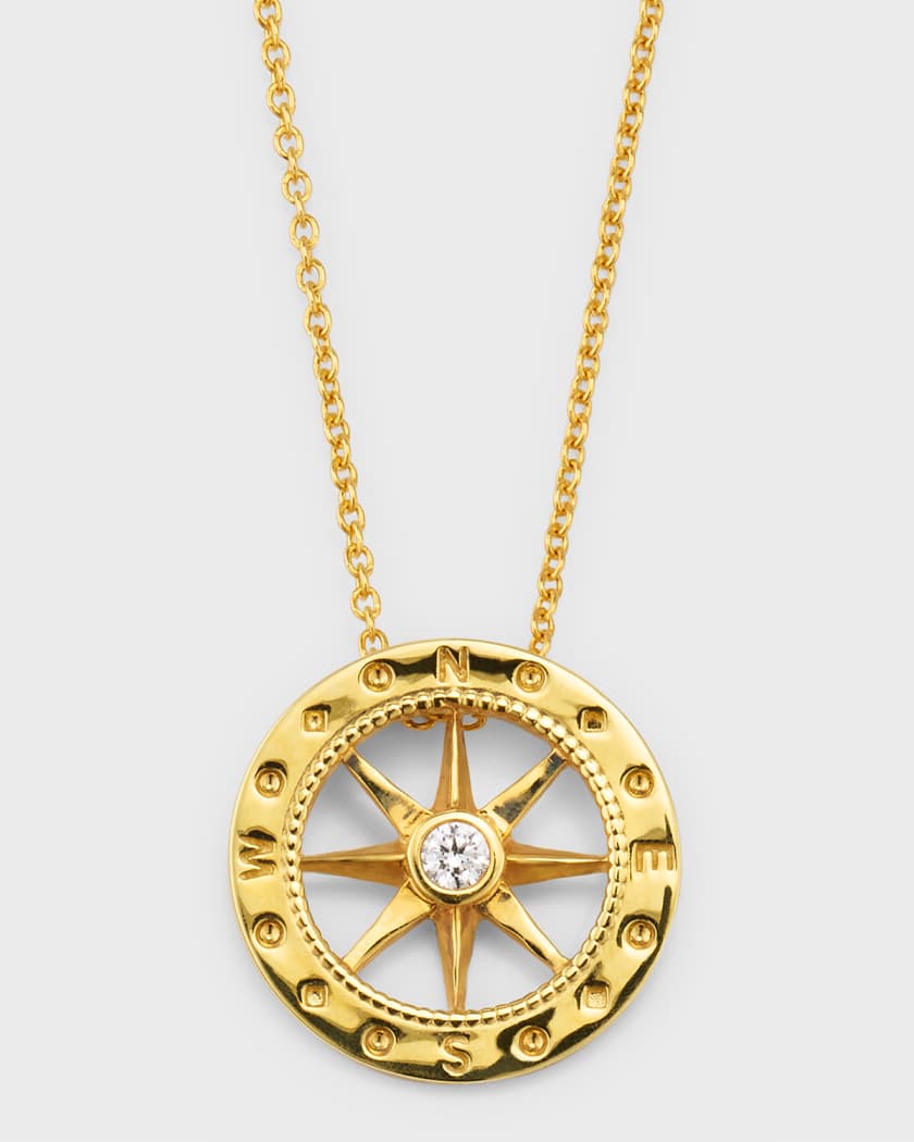 18k gold compass necklace deals