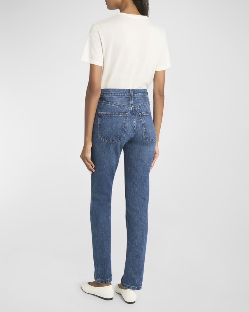 High-Rise Tapered Straight-Leg Denim Jeans