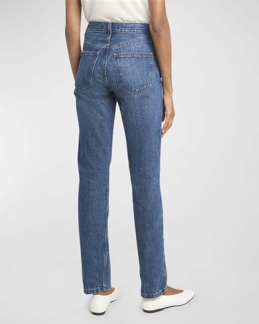 High-Rise Tapered Straight-Leg Denim Jeans