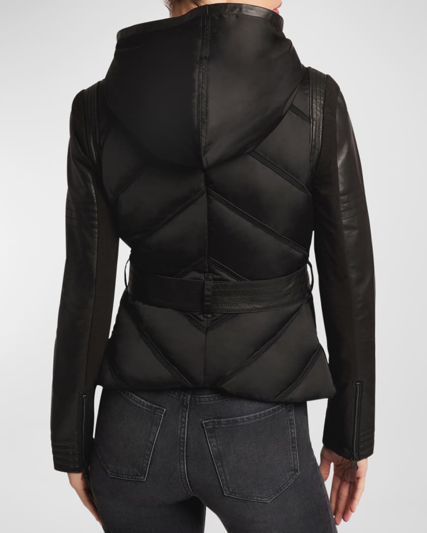 Blanc noir hooded mesh inset moto discount
