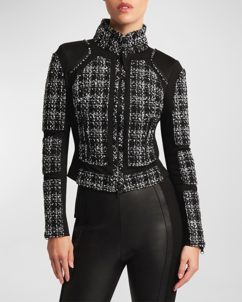 Blanc noir hooded mesh inset moto clearance