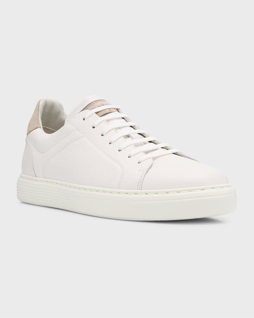 Men's Grained Calfskin Low-Top Sneakers