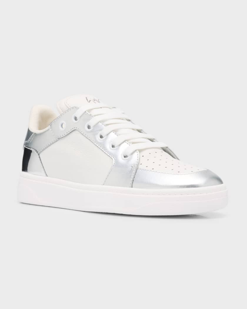Men's Metallic-Trim Leather Low-Top Sneakers