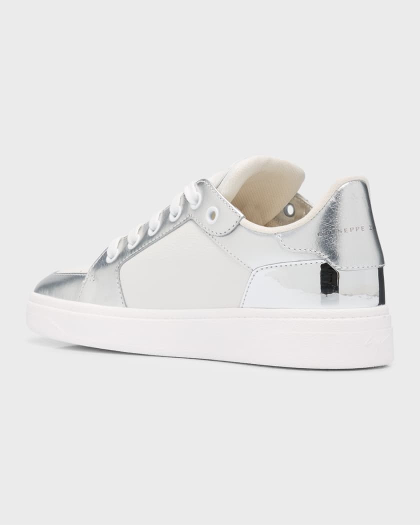 Men's Metallic-Trim Leather Low-Top Sneakers
