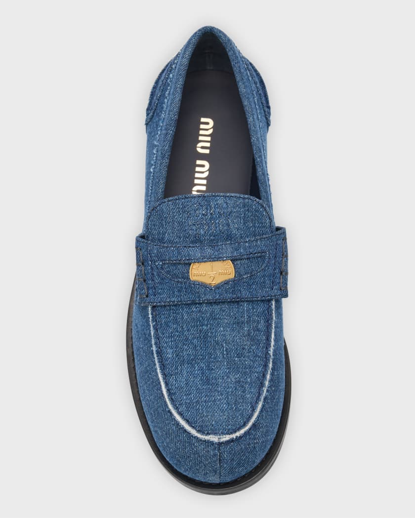 Denim Coin Penny Loafers