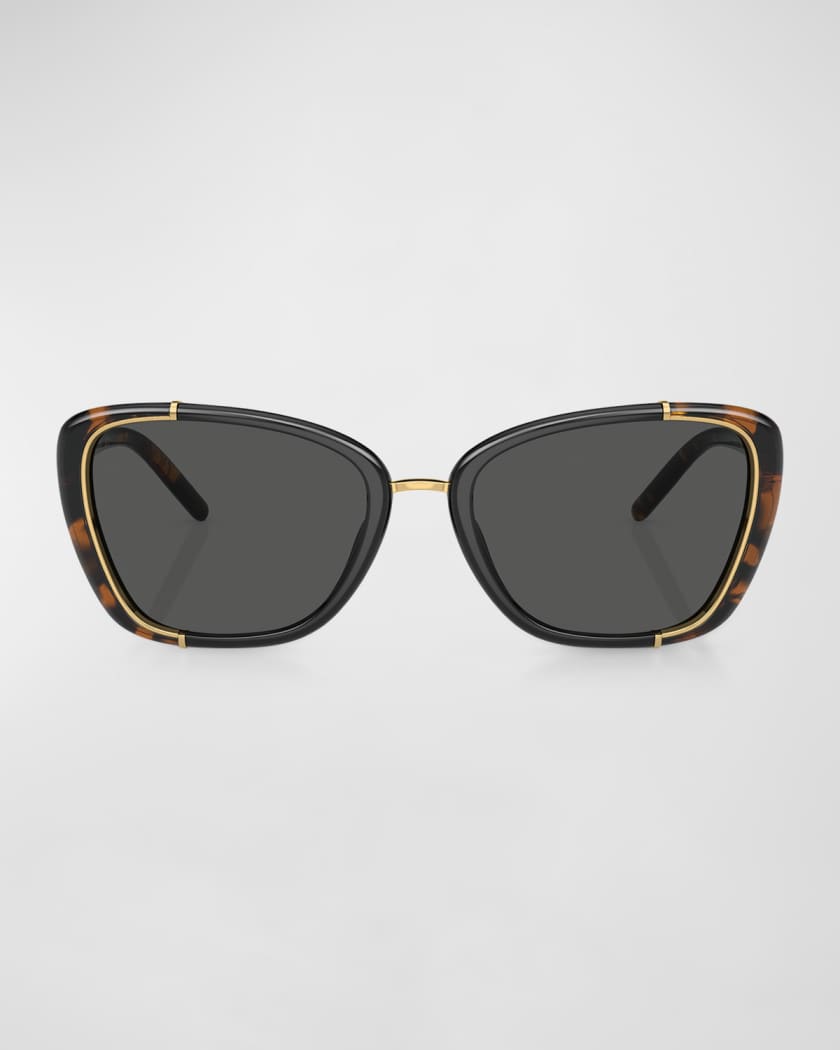 Cat-eye acetate and gold-tone sunglasses