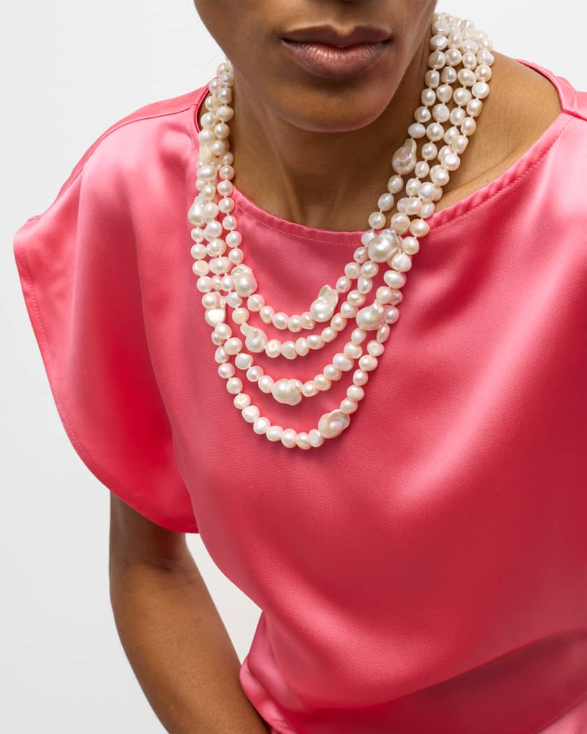 Nest Jewelry Baroque Pearl Multi-Strand Statement Necklace, Women's, Necklaces Pearl Necklaces