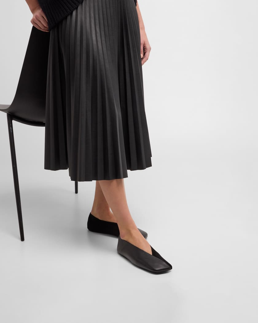 Asymmetrical leather flats best sale