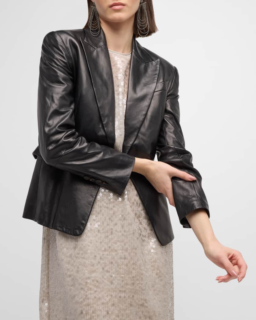 Brunello Cucinelli Nappa Leather Short Blazer Jacket